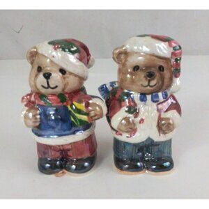 Vintage GKAO Christmas Santa Buddy Bears 4" Salt & Pepper Shakers